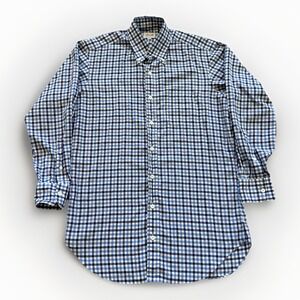 Hamilton Dress Shirt Mens M 14.5/32 Blue Check Classic Sport Oxford Bespoke‎